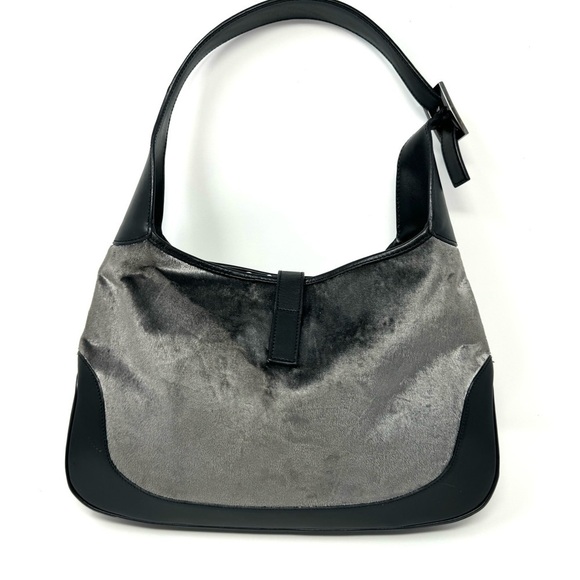 Tom Ford 1999 Gucci Vintage Jackie Bag – Gray Velvet Shoulder Bag, - Picture 3 of 15